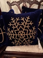 Melrose Blue Velvet Snowflake Pillow