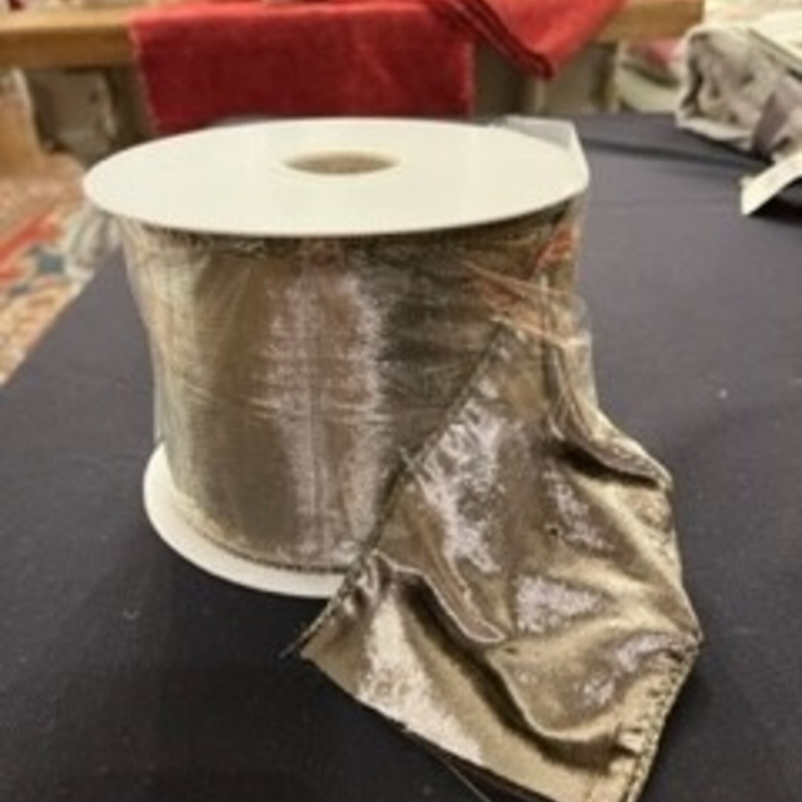Melrose 4" Pewter Velvet Ribbon
