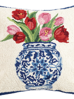 Peking Handicraft Chinoiserie Vase Tulips Pillow Hook Pillow