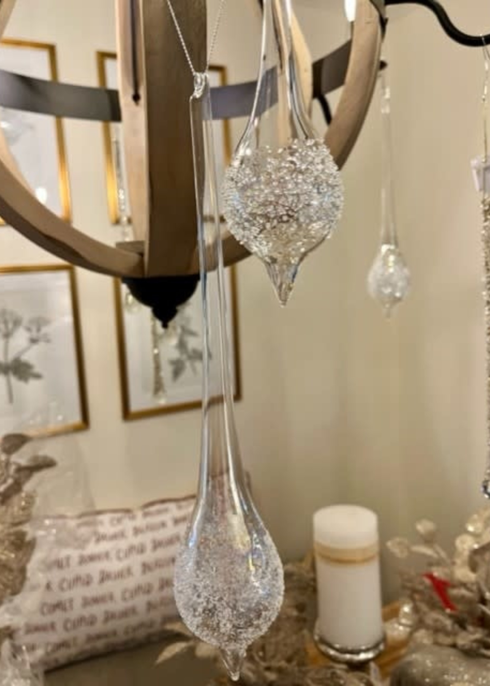 Sullivans Glass Drop Ornament with  Textured Accent - 15.5"