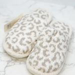 Prep Obsessed Leopard Fuzzy Slippers Beige - MED/LG