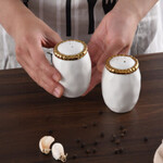 Pampa Bay Golden Salerno Salt & Pepper Shakers White with Gold Edge