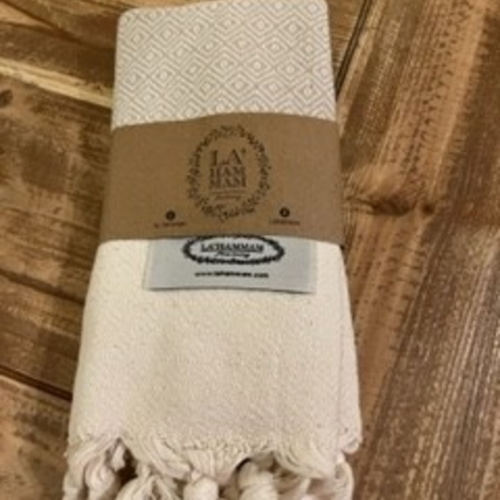 La Hammam Diamond Turkish Cotton  Hand Towel 40x18 Beige