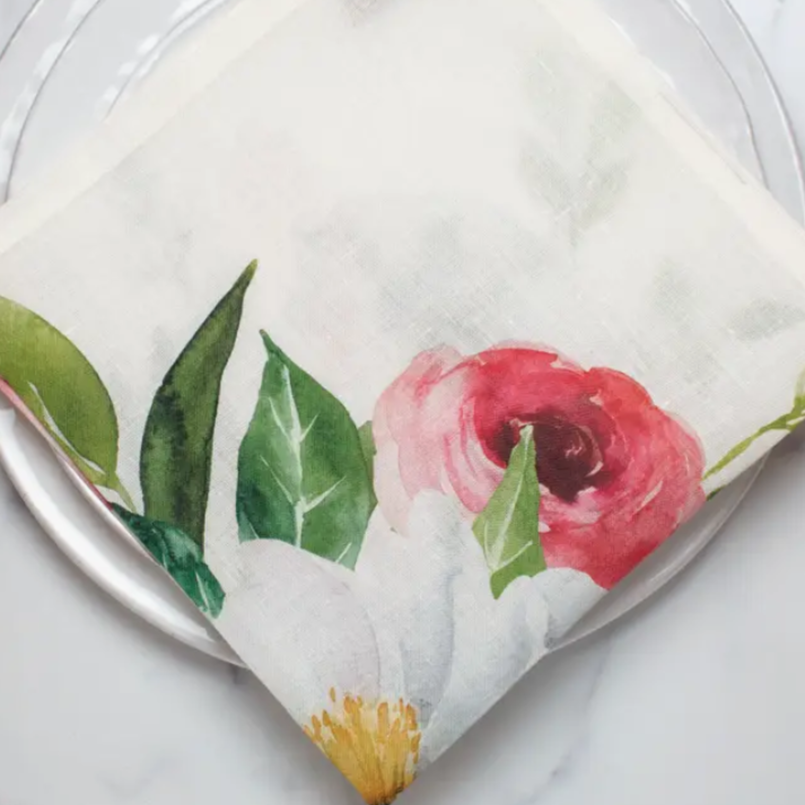 Crown Linen Designs Tulip Watercolor Italian Linen Napkin