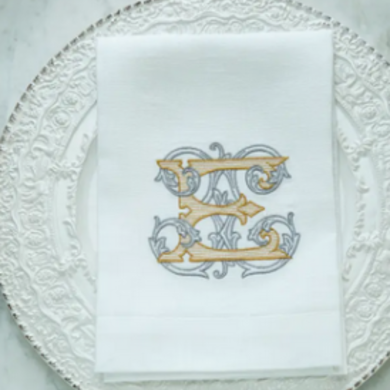 Crown Linen Designs Vintage Vine Monogram  Towel/Napkin E