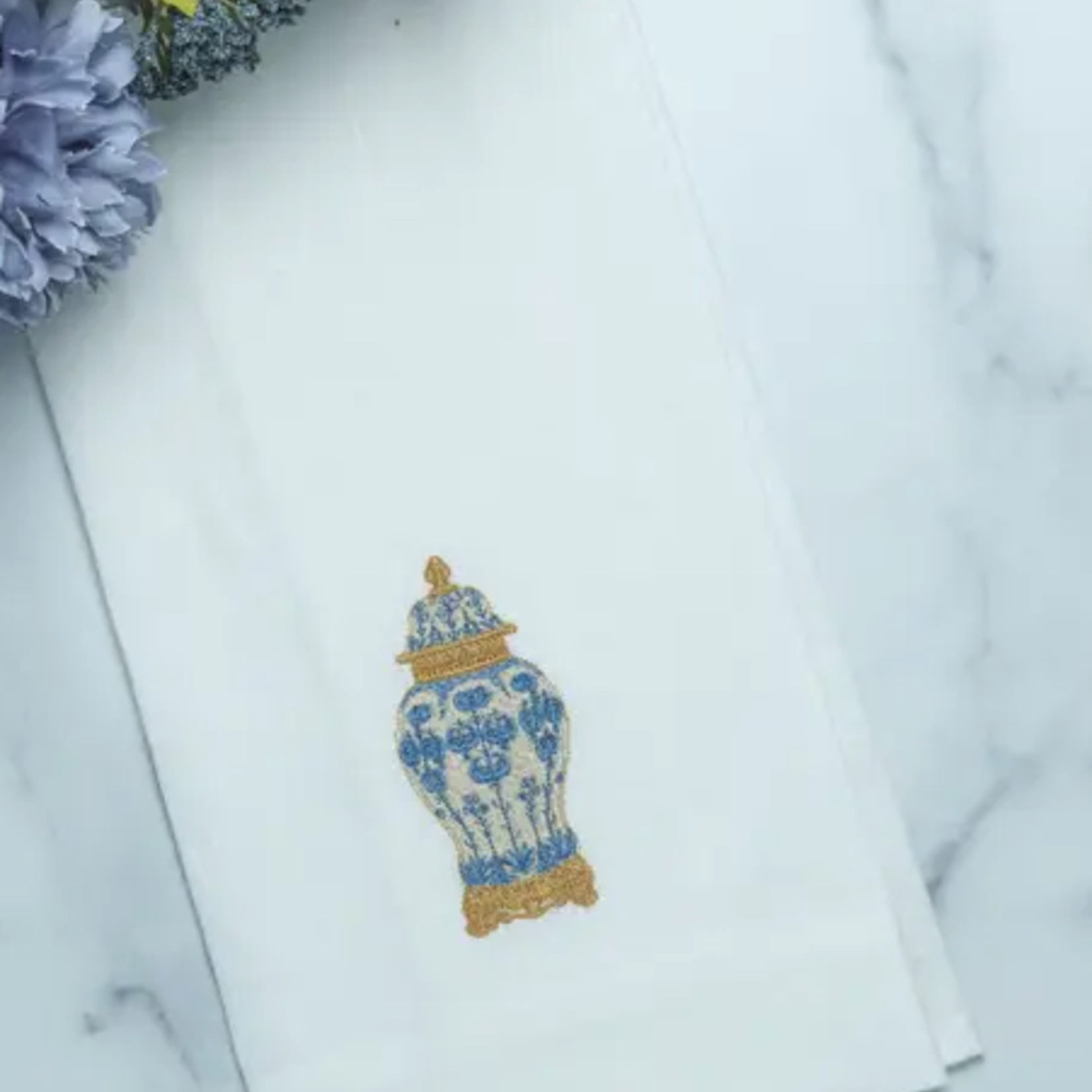Crown Linen Designs Chinoiserie Filagree Jar Towel