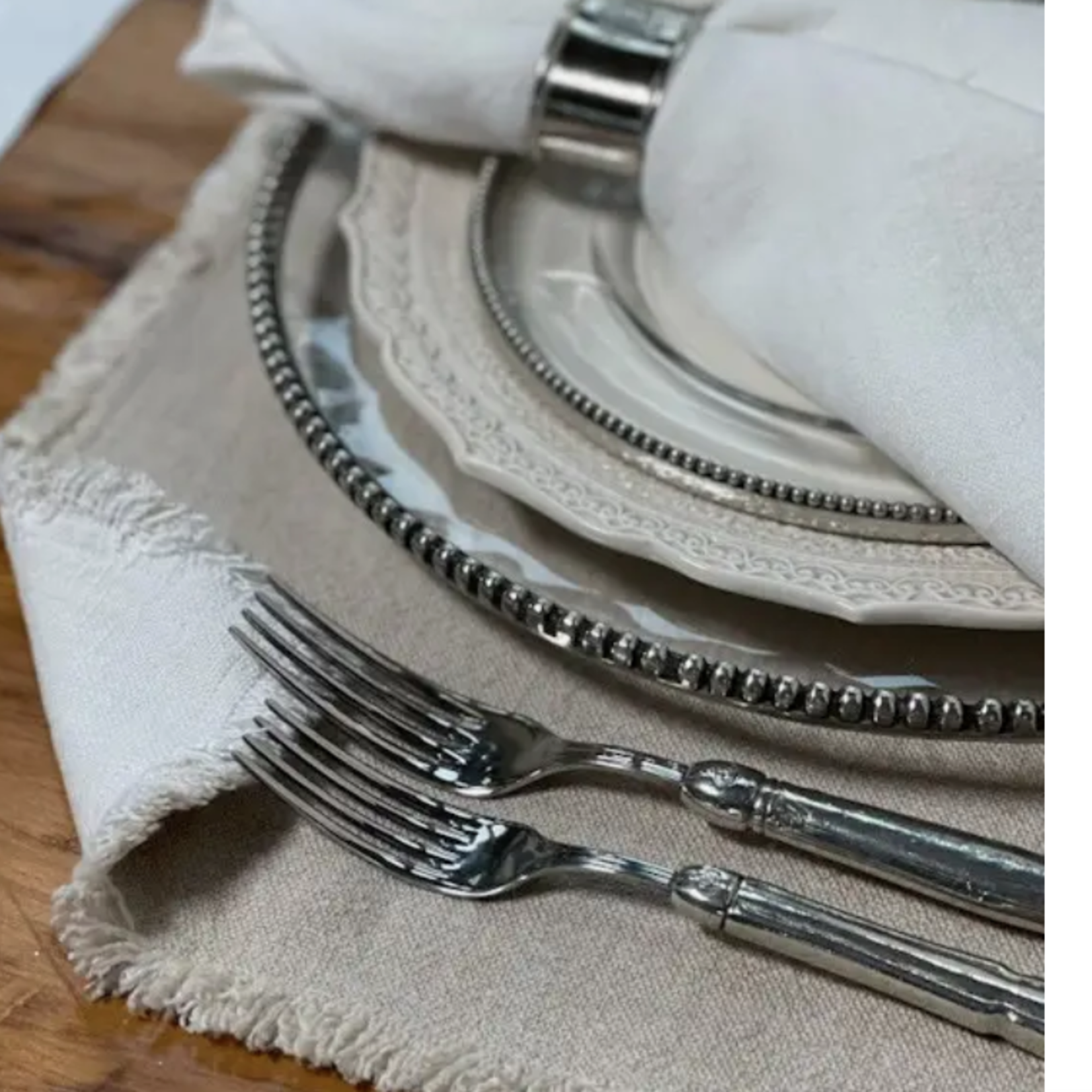 Crown Linen Designs Provence Placemat, Natural / Off-White, Reversible