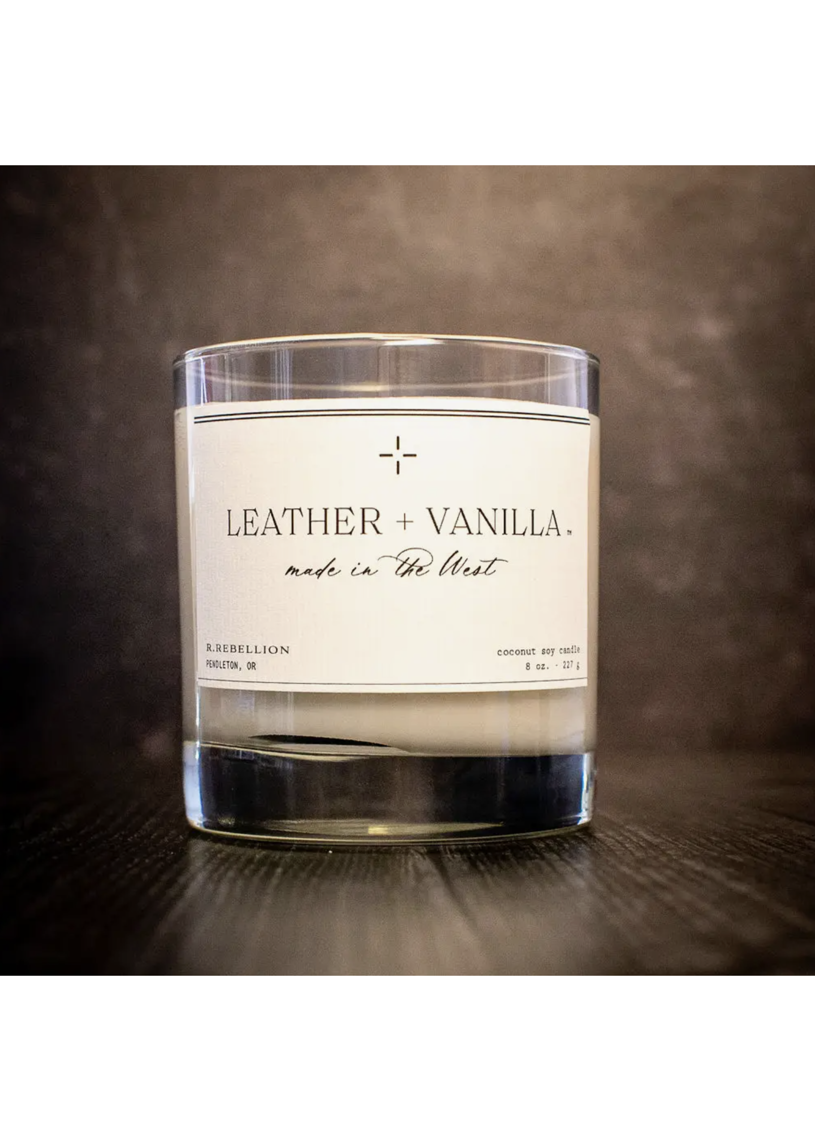 R. Rebellion Leather + Vanilla Candle 8 oz.