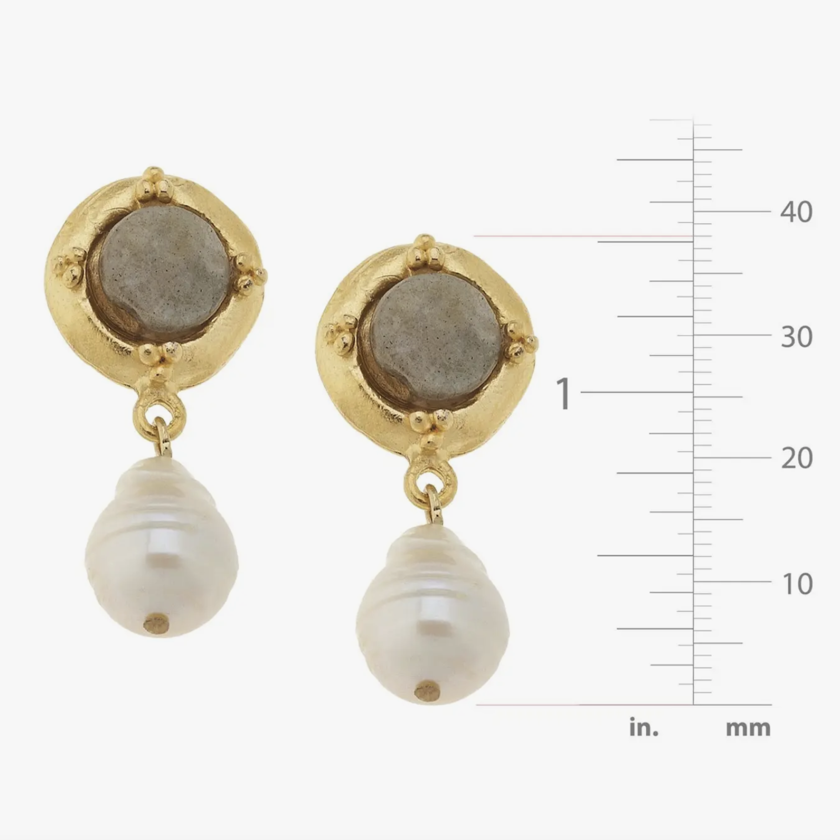 Susan Shaw Gold Cab w/ Baroque Pearl Earrings