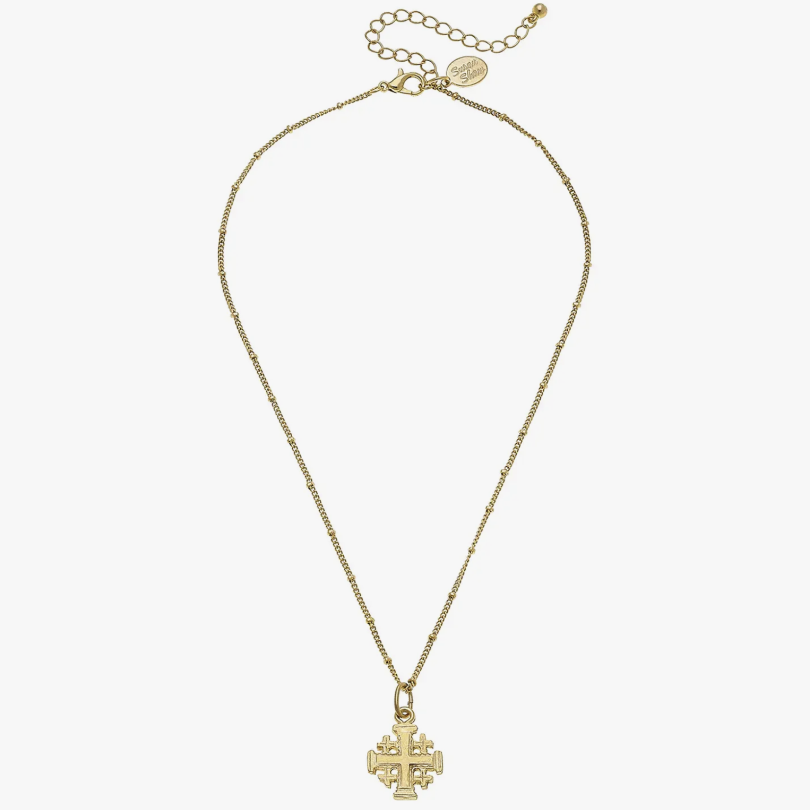 Susan Shaw Gold Multi Cross on Beaded Chain Necklace