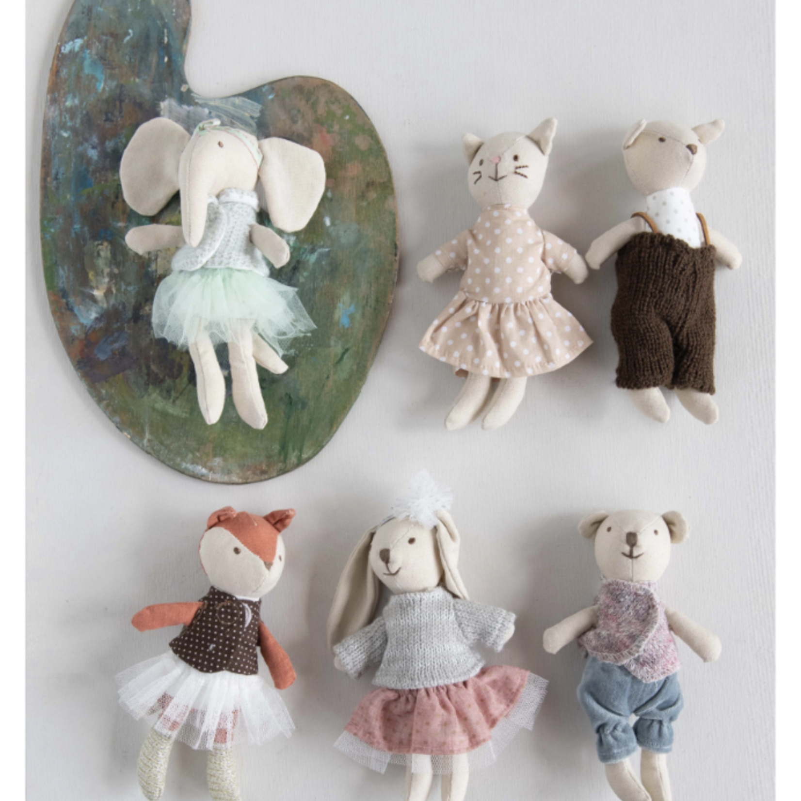 Creative Co-Op Cotton Linen Mini Animal Assorted (Choose style) Sold Individually Fox, Elephant, Bear