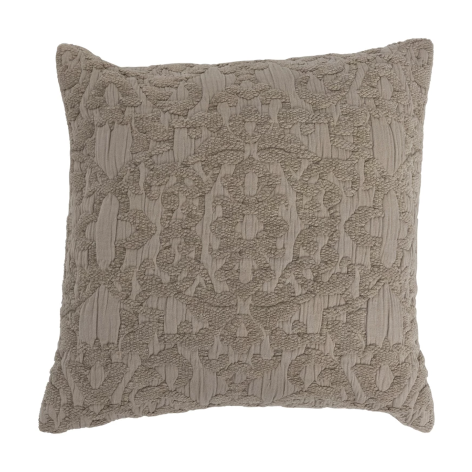 Creative Co-Op 18" Woven Cotton Chenille Jacquard Pillow, Taupe