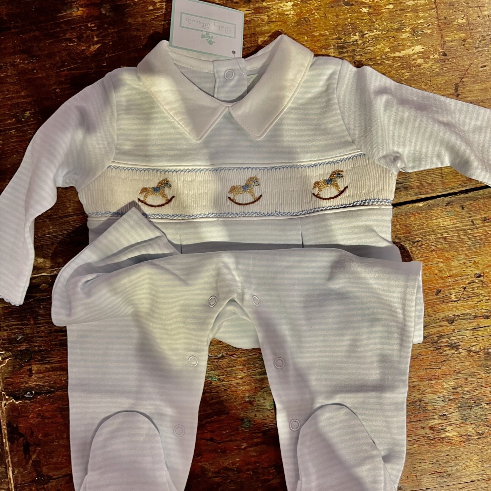 Baby Threads Rocking Horse Smocked Pima Cotton 3M