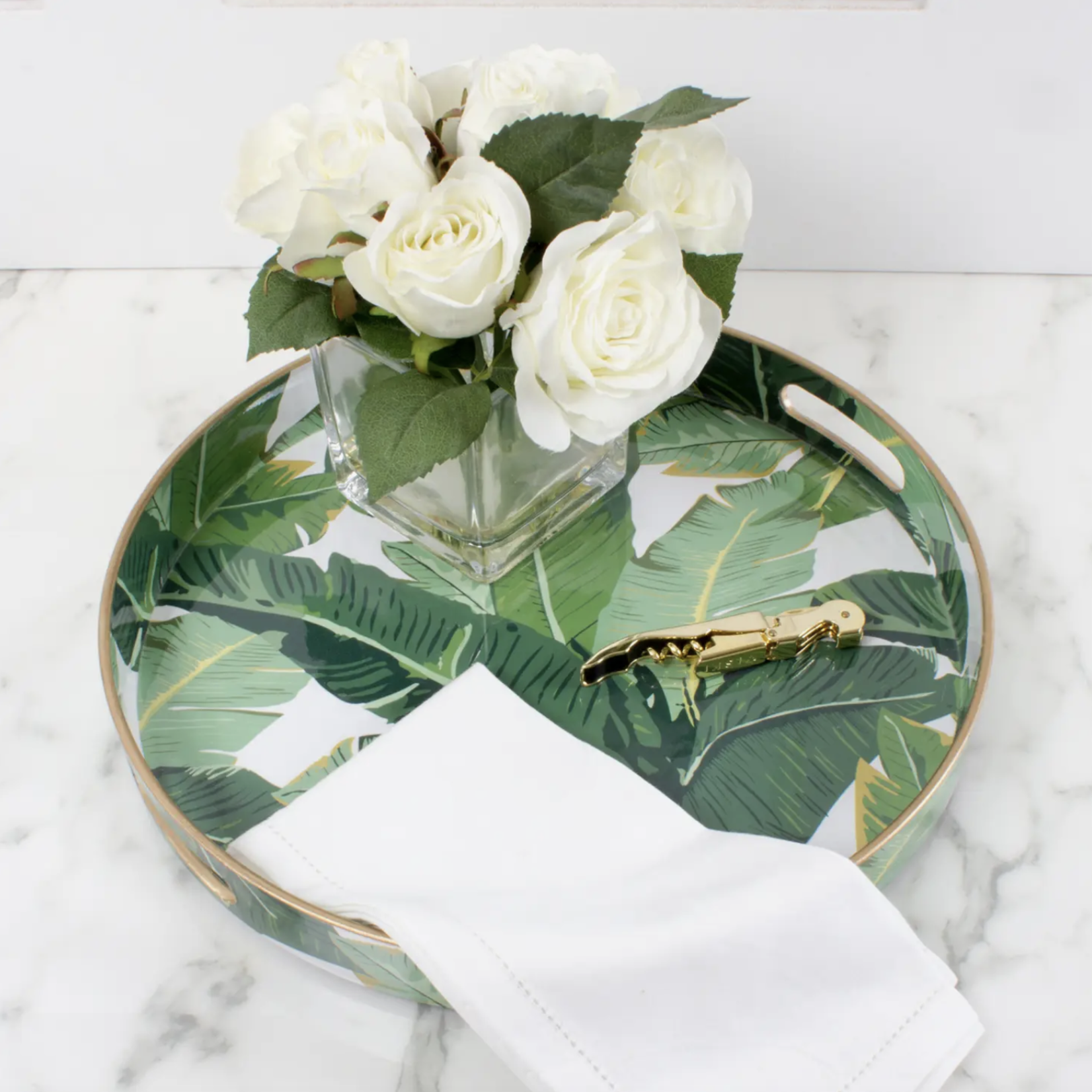 8 Oak Lane Banana Leaf Round Tray