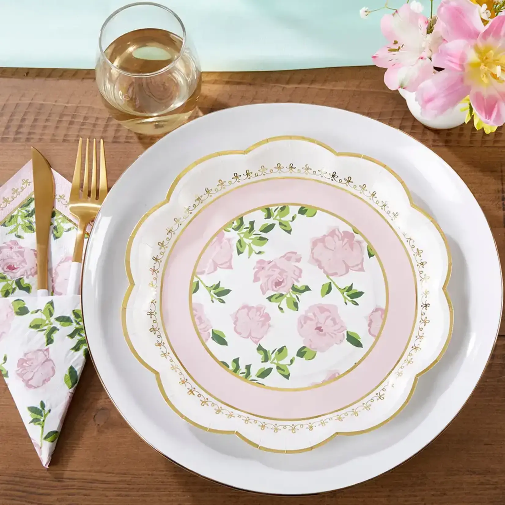 Kate Aspen Pink Tea Time Whimsy 9 in. Paper Plates (set of 16)