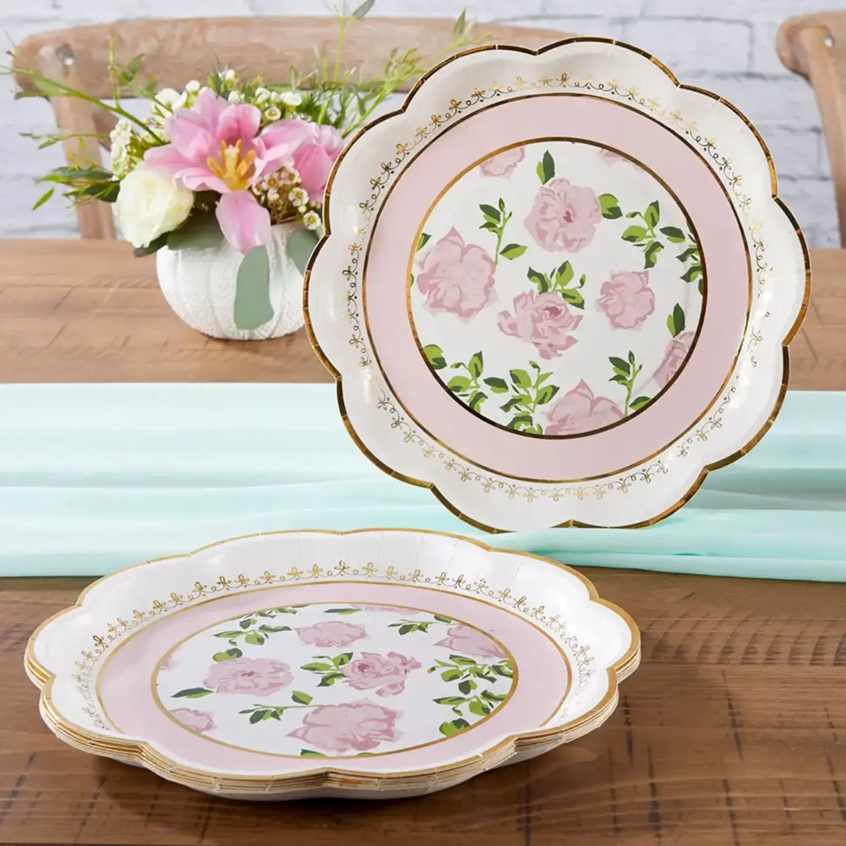 Kate Aspen Pink Tea Time Whimsy 9 in. Paper Plates (set of 16)