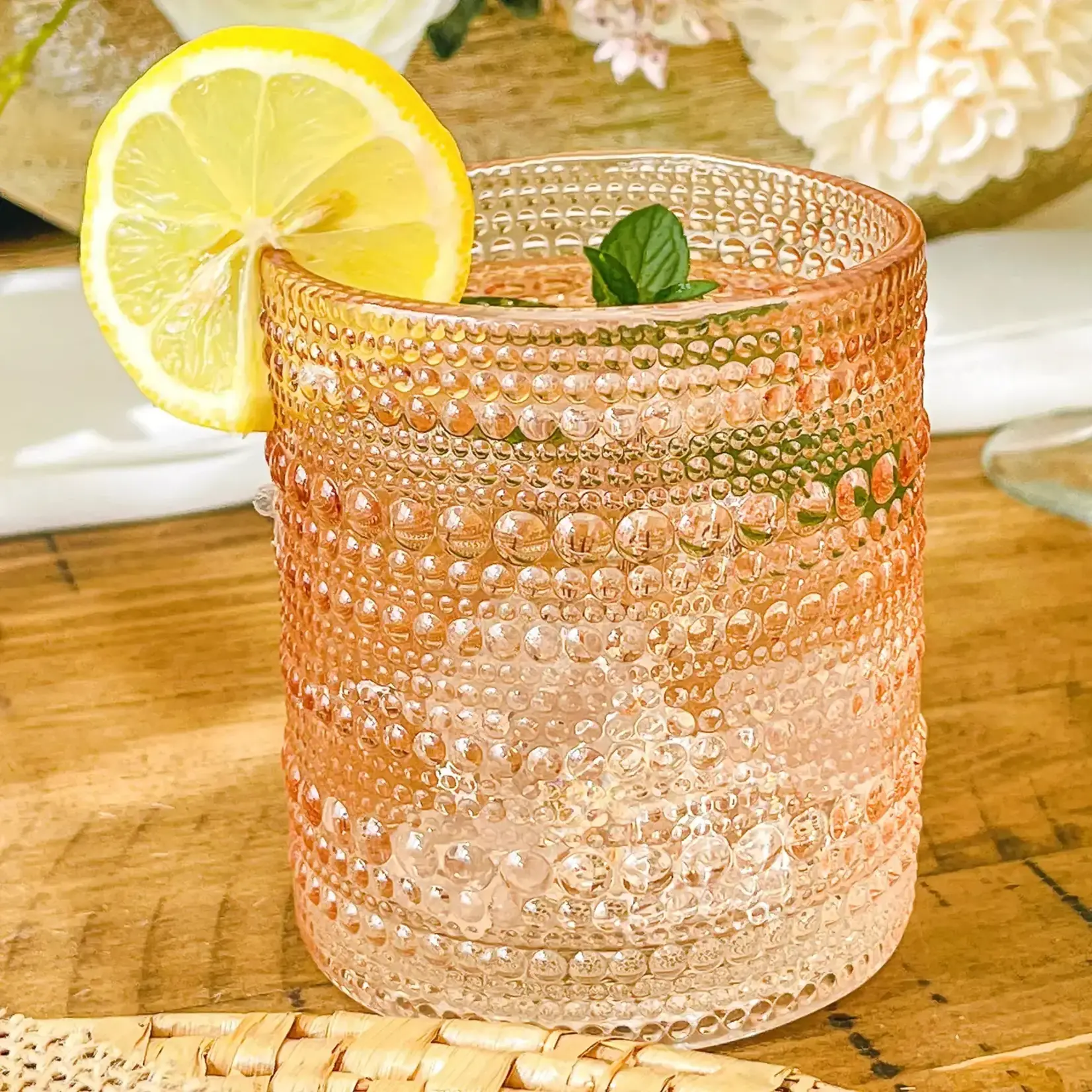 Kate Aspen 10 oz. Textured Rose Gold Drinking Glass