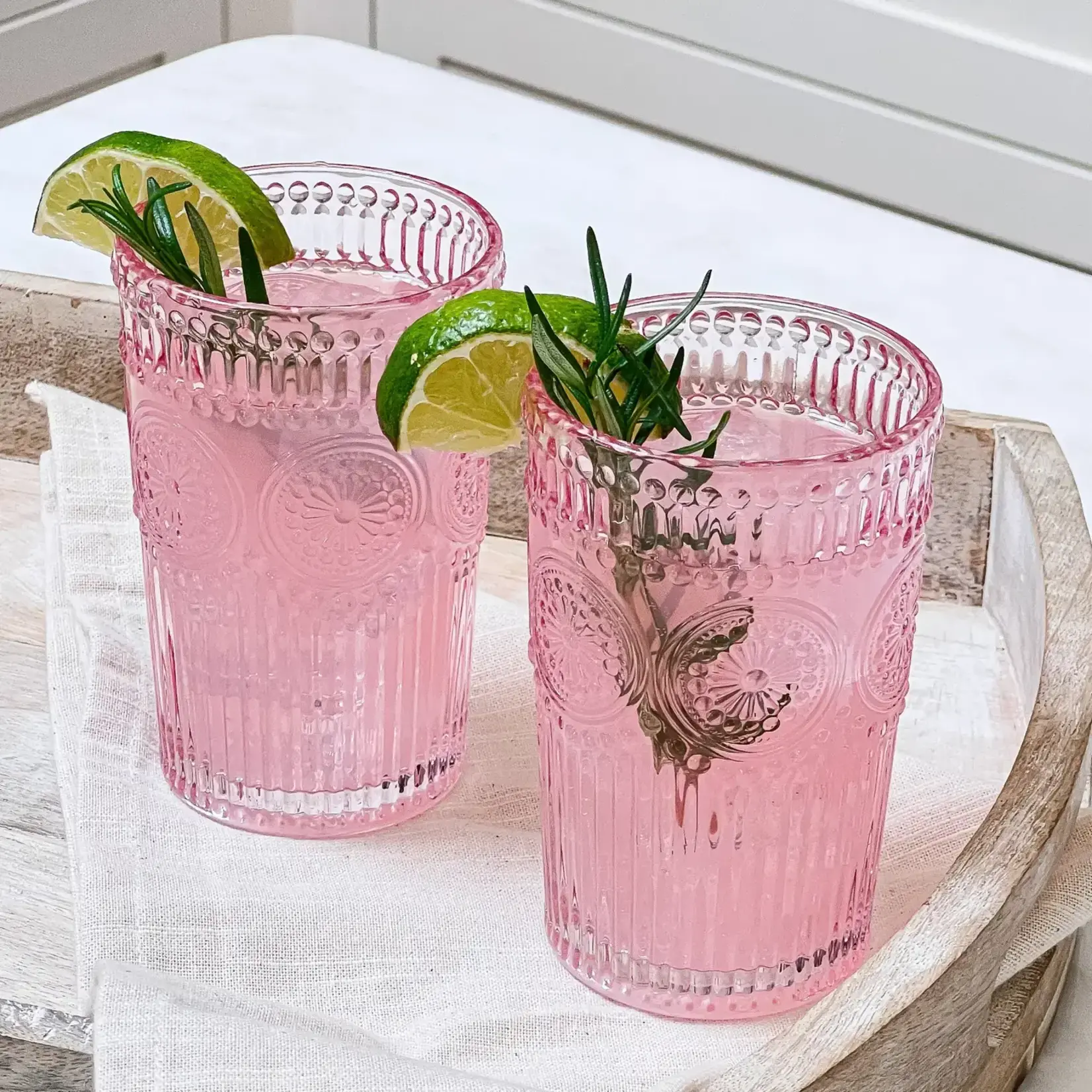 Kate Aspen 13 oz. Vintage Textured Pink Drinking Glass