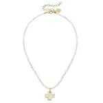 Susan Shaw Gold Cross on Freshwater Pearl Necklace