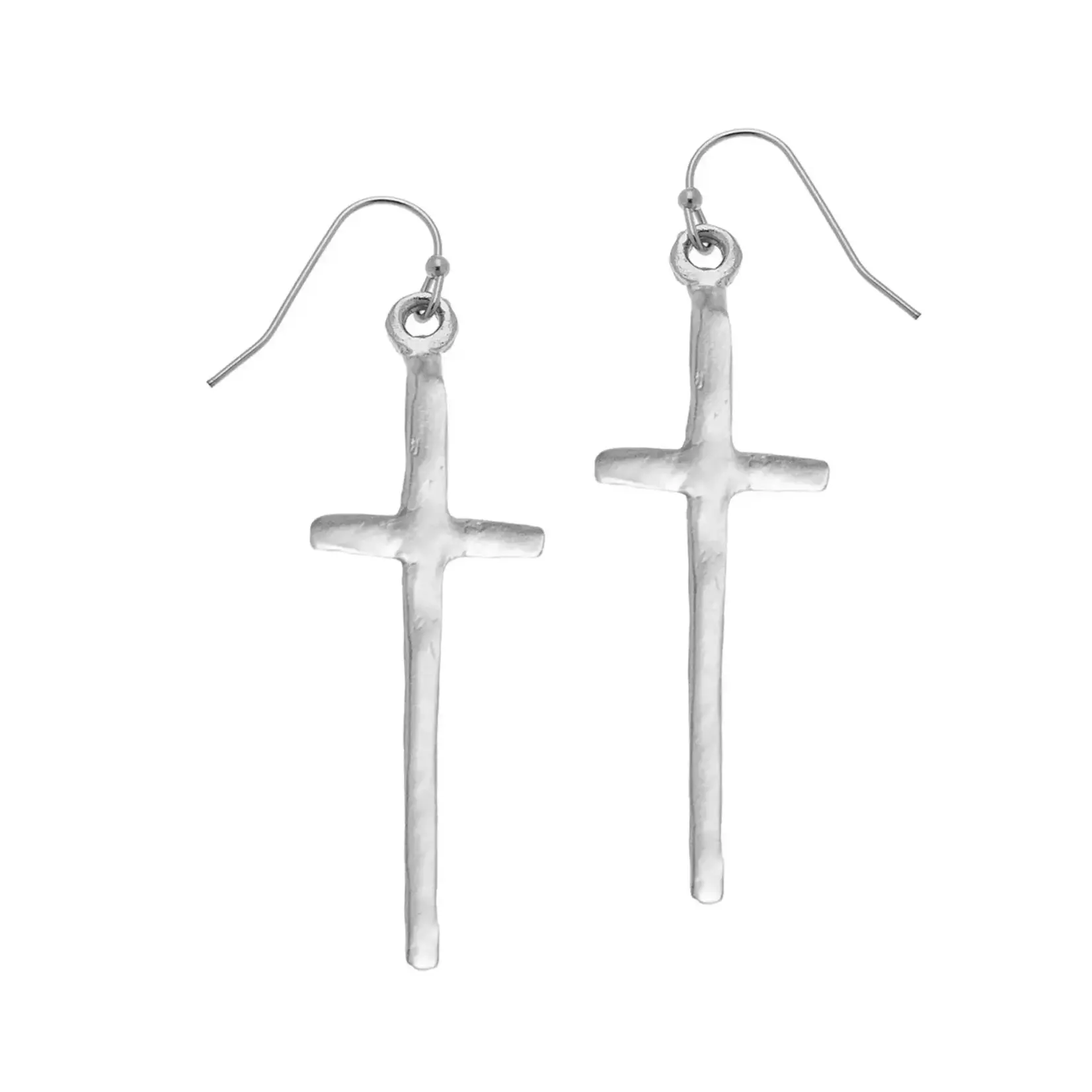 Susan Shaw Tall Silver Cross Earrings