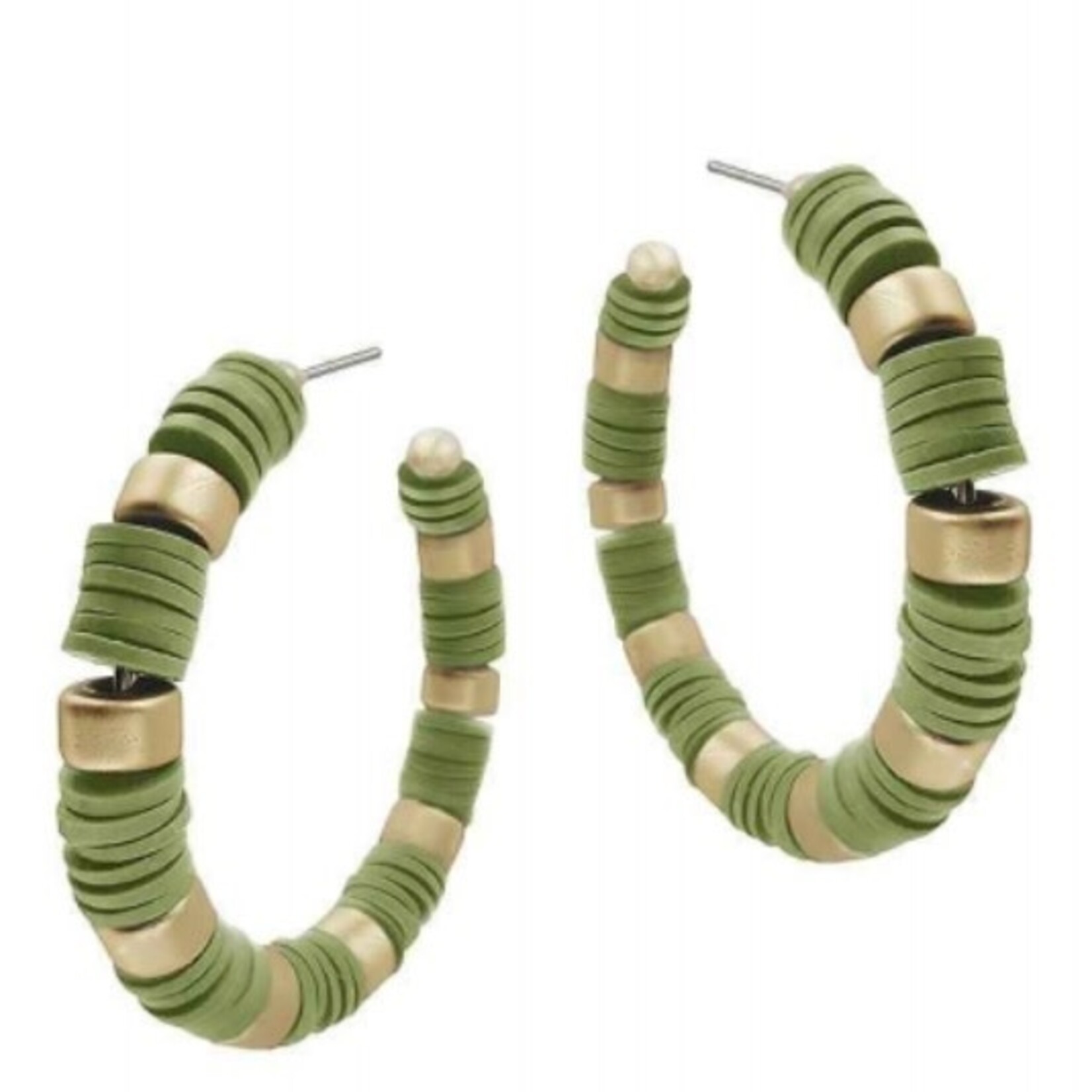 What's hot Olive Green Rubber and Gold 2" Earring