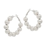 What's hot 10 MM Silver Textured Beaded Hoop Earring 2"