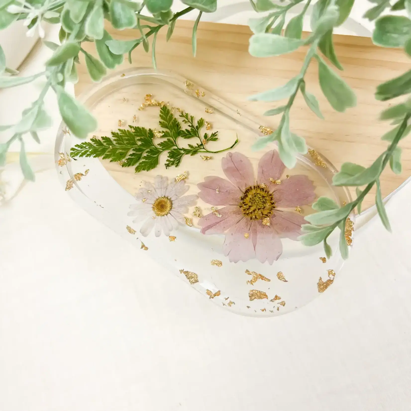 Rooted Co. Pressed Flower Trinket Tray Assorted