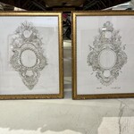 Oak & Willow Set of Two European Medallion Drawing Art Prints 16"x20"