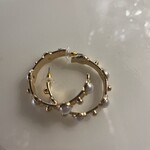 Wide Gold and Pearl Earring Medium 1-1/2" diameter
