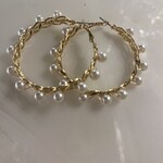 2" Schroll Gold and Pearl Earring