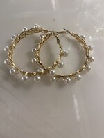 2" Schroll Gold and Pearl Earring