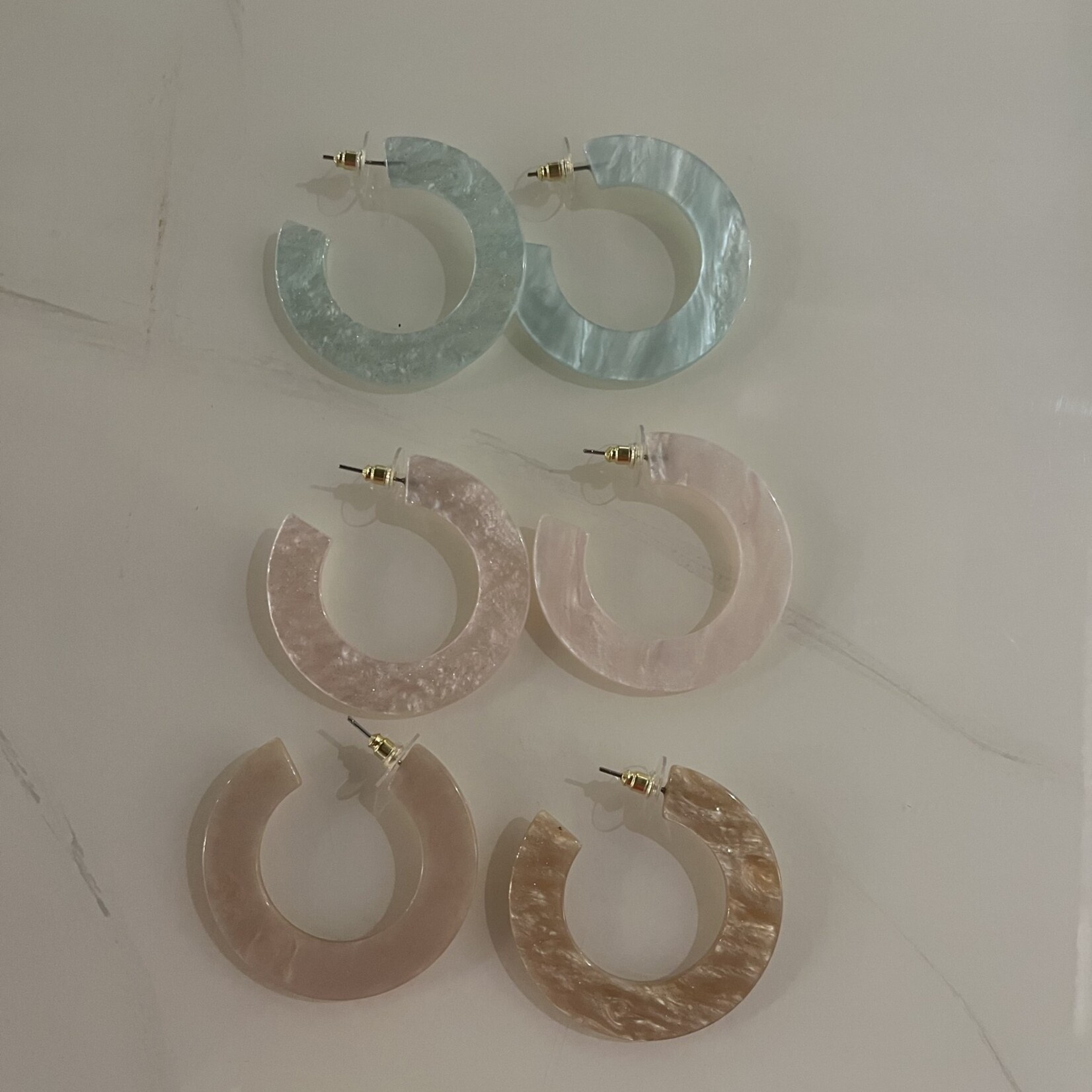 2" Resin Earrings, Taupe, Pink or Aqua (choose color)