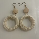 Golden Stella Cream Natural Rafia Dangle Hoops