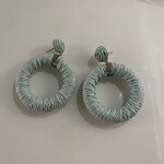 Golden Stella Aqua Natural Rafia Hoop Earrings