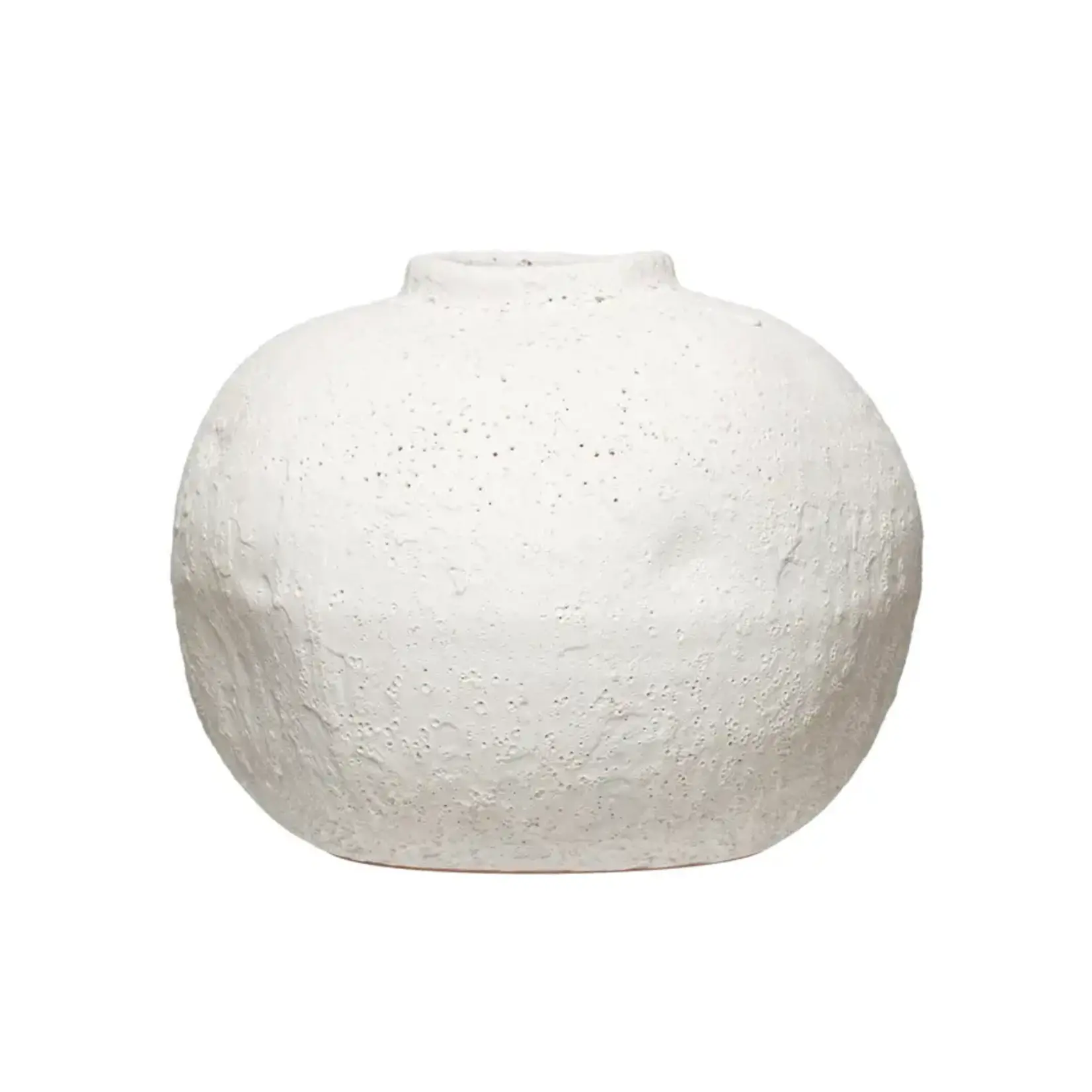 Creative Co-Op Terracotta Vase with Matte White Volcano Finish