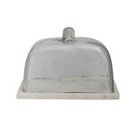 Creative Co-Op Glass Cloche with White Marble Base