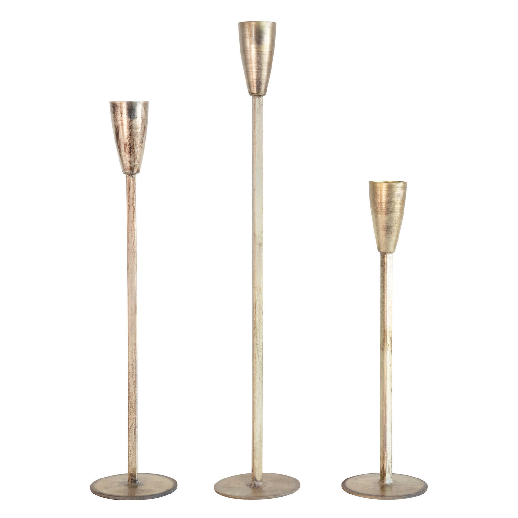 Creative Co-Op Metal Taper Holder with Antique Finish - Small