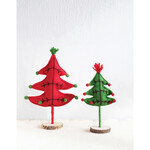 Creative Co-Op Wool Felt Tree with Green Pom Poms Set of 2