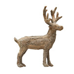 Creative Co-Op Plastic & Bark Standing Deer, Snow Finish 13.75"H
