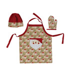 Creative Co-Op Cotton Child Aprin w Santa Shaped Pocket, Chef Hat and Mitt