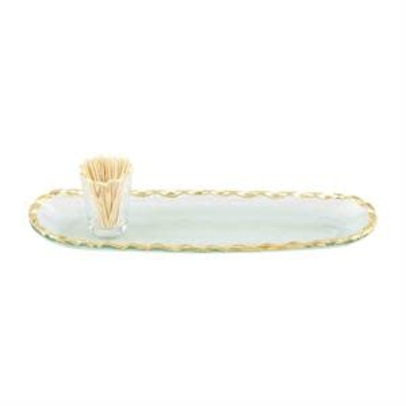 Mud Pie Gold Edge Tray - Oval (Tootl Pick Holder sold separately)