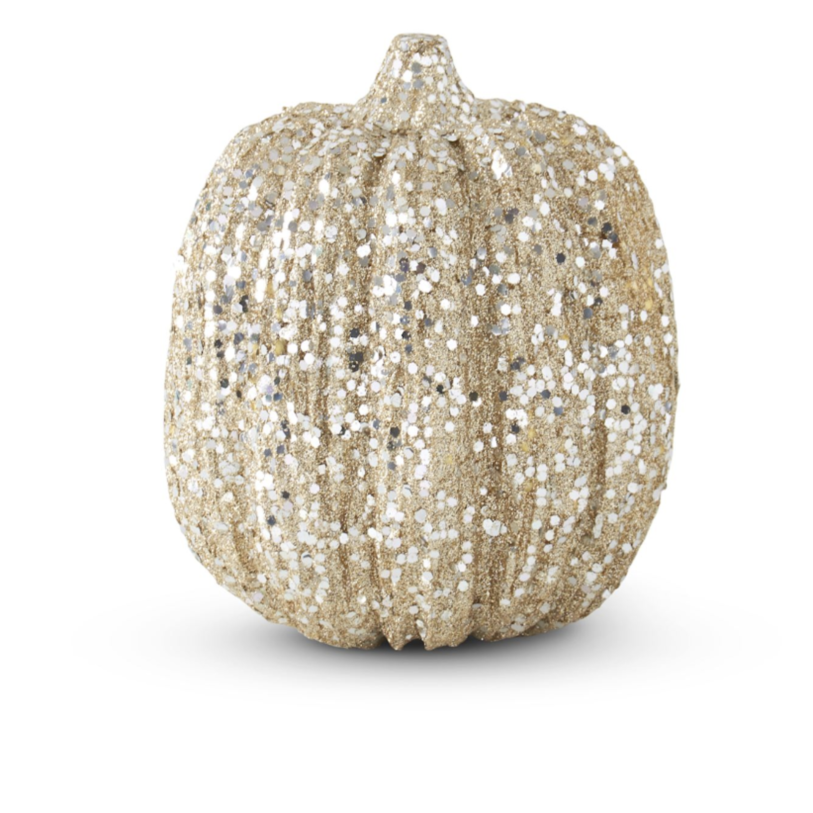 K & K Interiors 6" Champagne Glitter Pumpkin