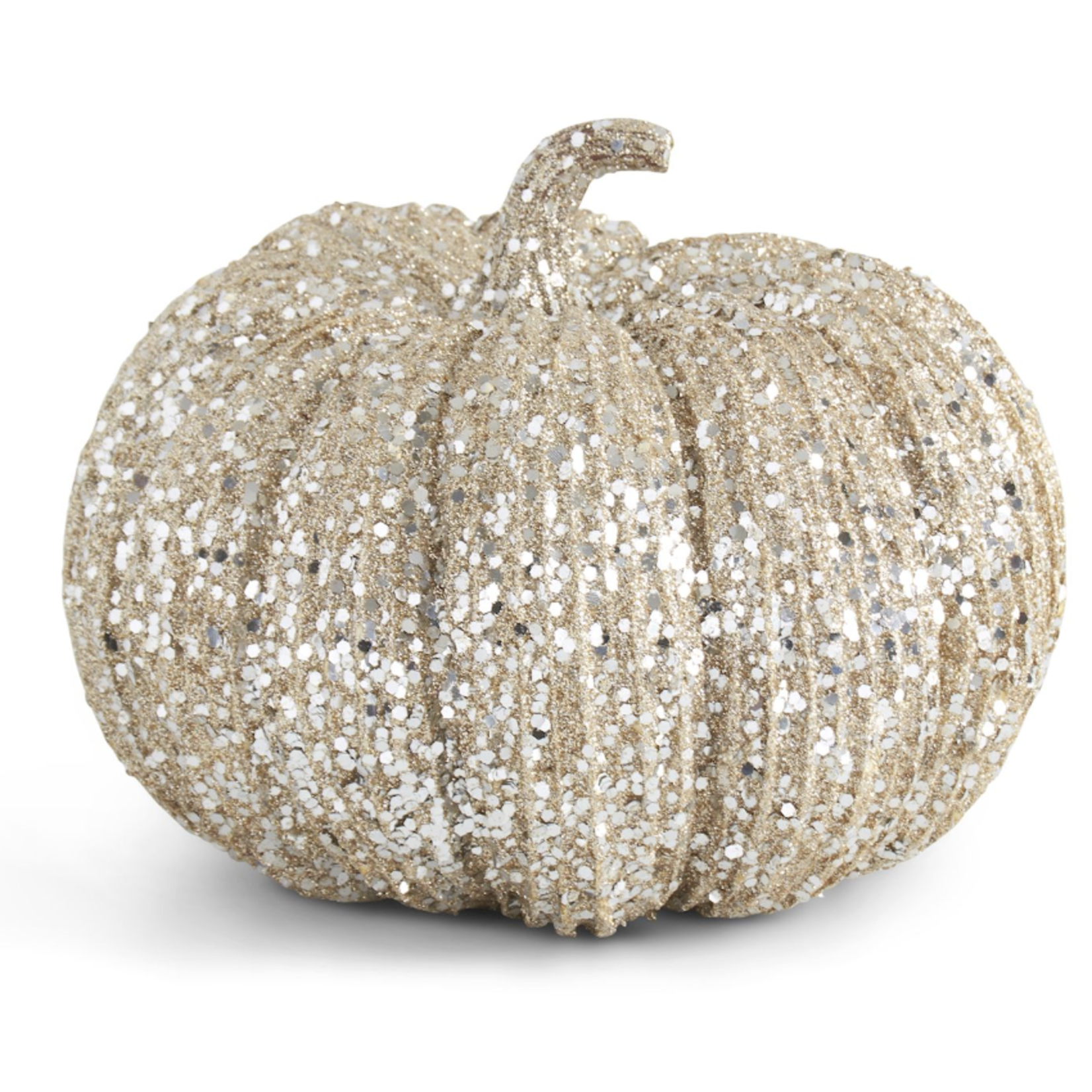 K & K Interiors 8 Inch Champagne Glitter Pumpkin