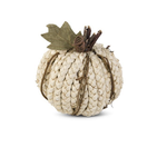 K & K Interiors 4.5" Cream Braided Cornhusk Pumpkin w/ Grapevine Accents