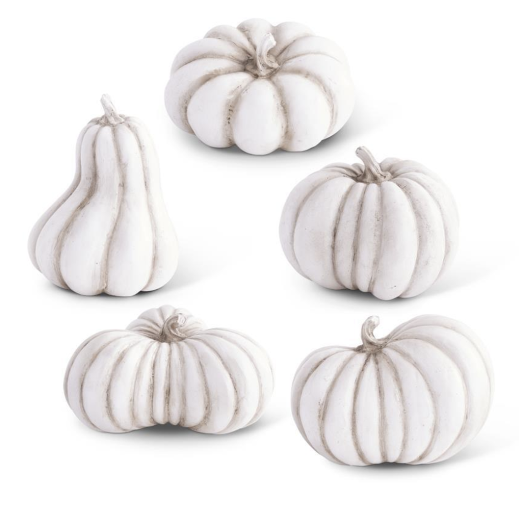 K & K Interiors Assorted White Resin Pumpkins