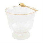 Mud Pie Glass Pedestal Bowl with Gold Edge and Gold Spoon
