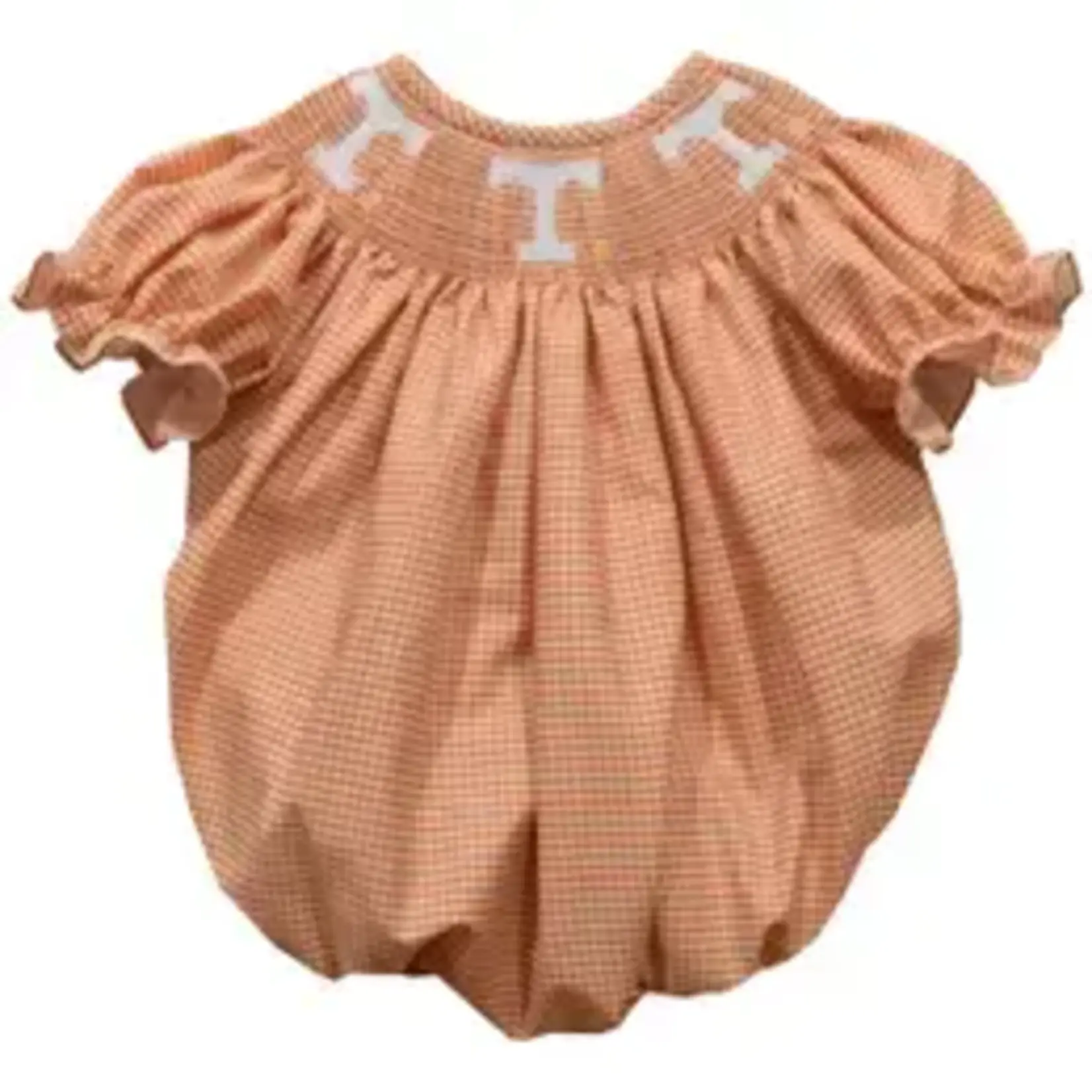 Vive La Fete Tennessee Vols Smocked Orange Gingham Girls Bubble 24M