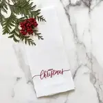 Crown Linen Designs Merry Christmas Linen Towel White(red)