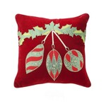 Regency 18" x 18" Velvet Hanging Ornaments Pillow Red & Green