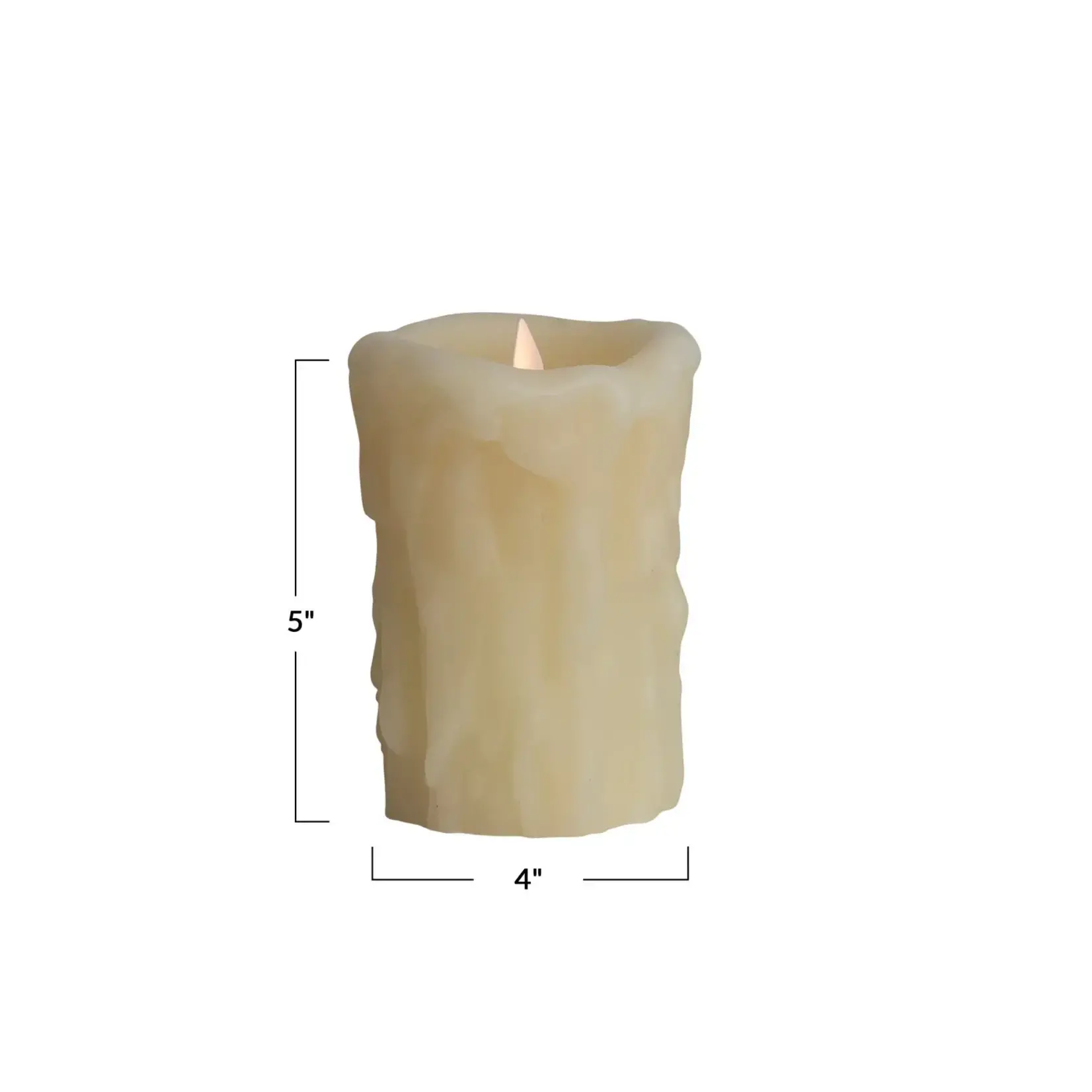 Creative Co-Op Flameless LED Wax Pillar Candle w/ 6 Hour Timer, Cream Color (Requires 3-AAA Battery)
